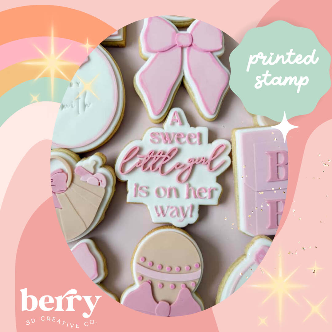 A sweet little girl is on her way debosser and matching cutter