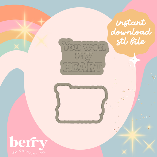 You won my heart Cookie Cutter and Stamp stl file