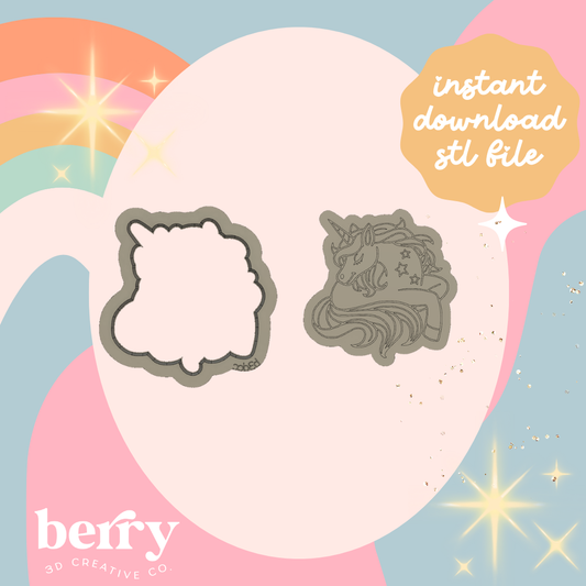 Unicorn Cookie Cutter and Stamp stl file