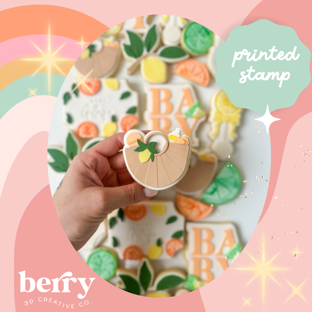 Nappy/ Baby Bag with lemon-  Stamp and matching cutter