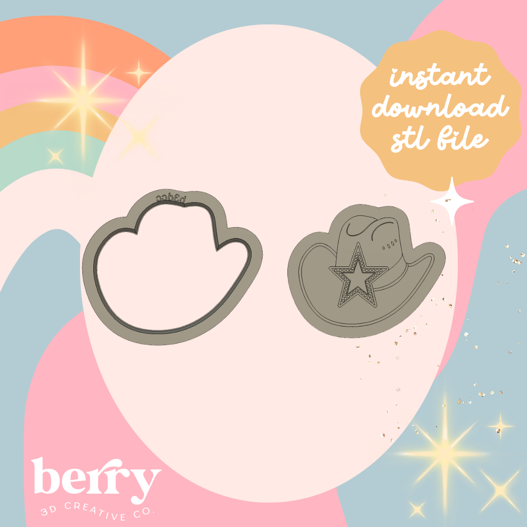 Cowgirl/Cowboy Hat with Star Cutter & Stamp stl file