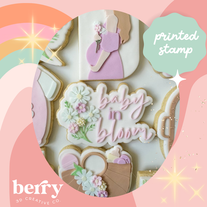 Baby In Bloom with wild flowers Stamp and matching cutter