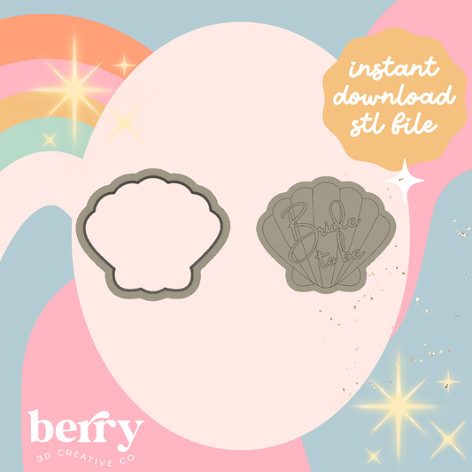 Bride to be Shell Cookie Cutter and Stamp stl file