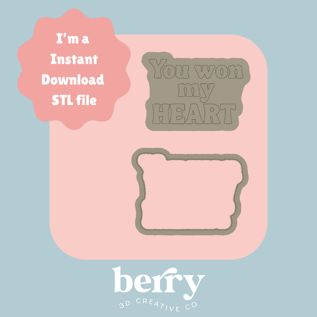 You won my heart Cookie Cutter and Stamp stl file