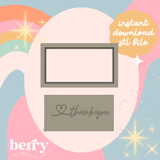 Thank you scripted font rectangle Cutter & Stamp stl file