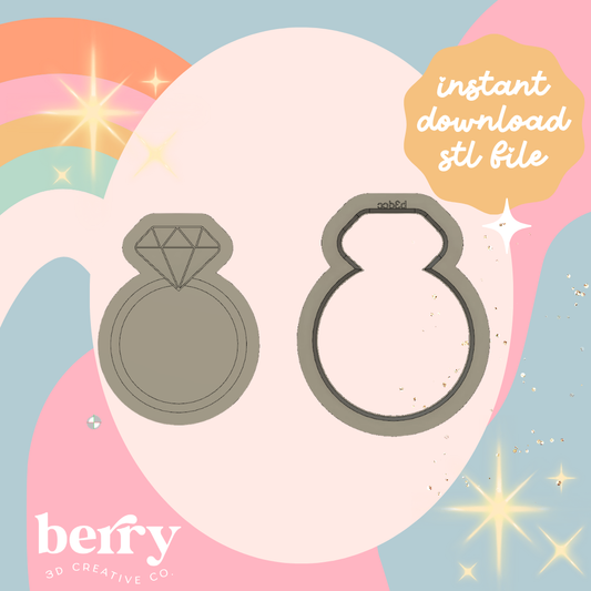 Wedding Ring Cookie Cutter and Stamp stl file