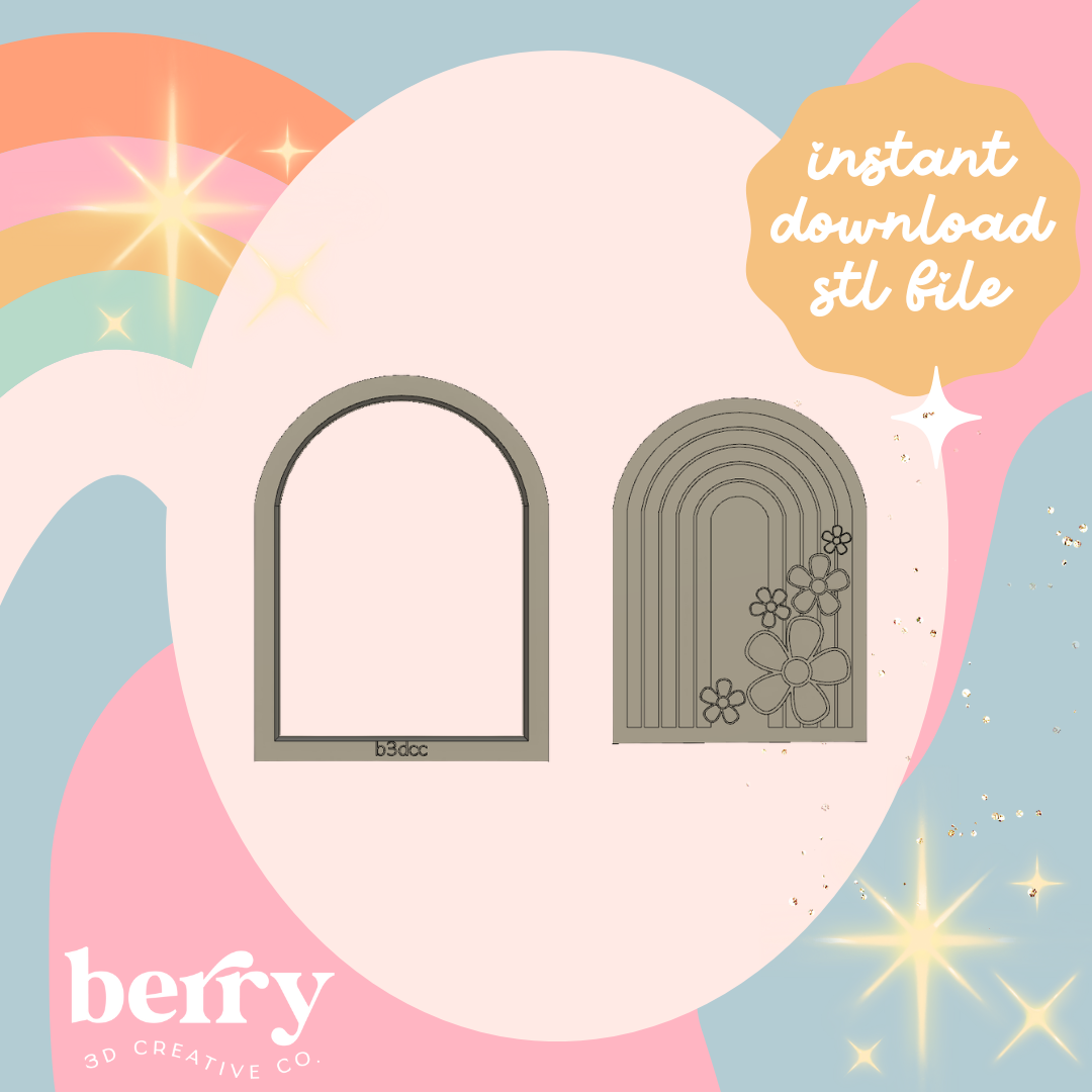 Rainbown with flowers Cookie Cutter and Stamp stl file