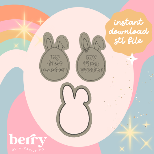 My first easter bunny ears and egg Cookie Cutter and Stamp stl file