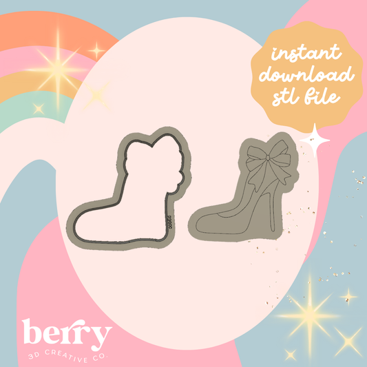 High Heel with bow Cookie Cutter and Stamp stl file