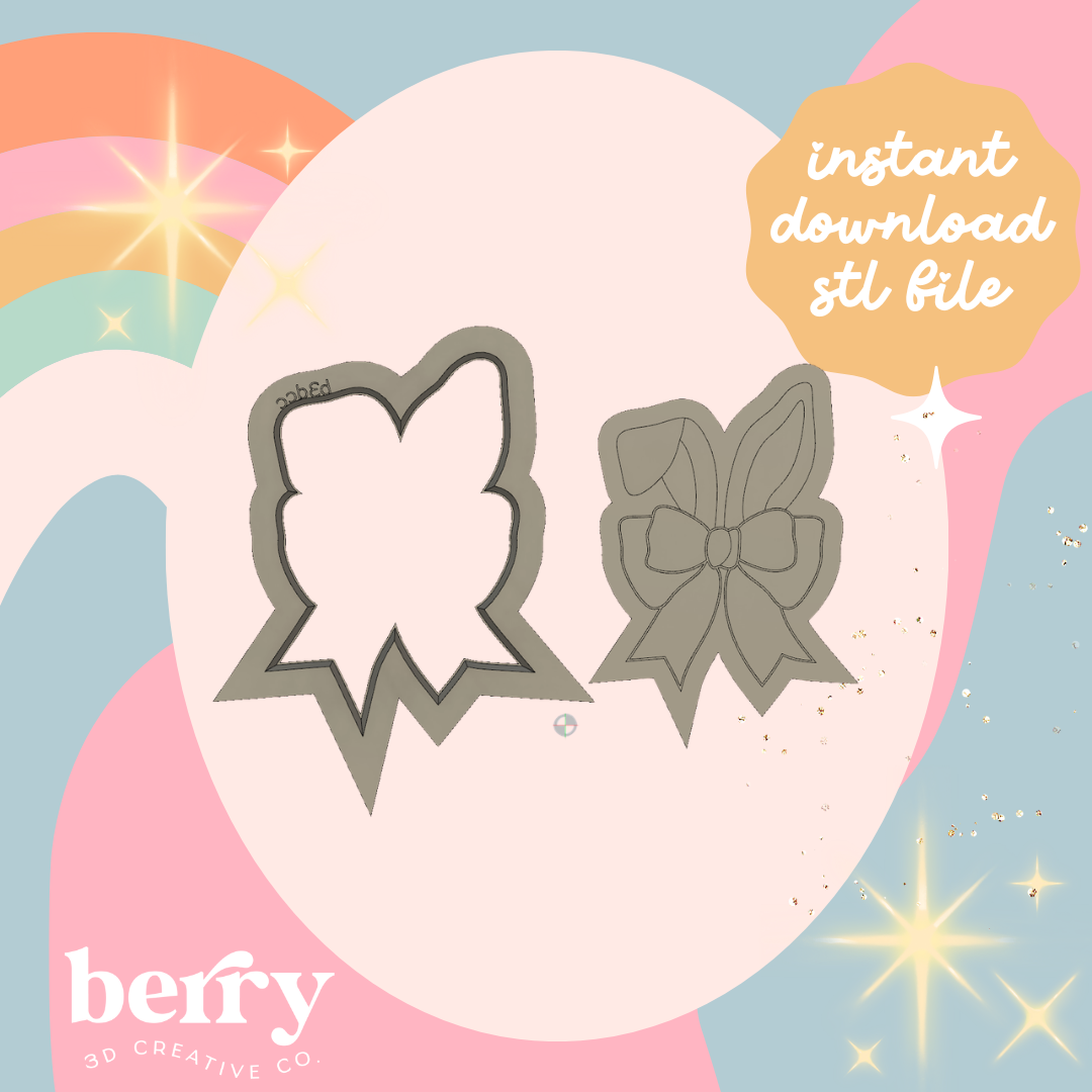 Bunny Ears and Bow Cookie Cutter and Stamp stl file