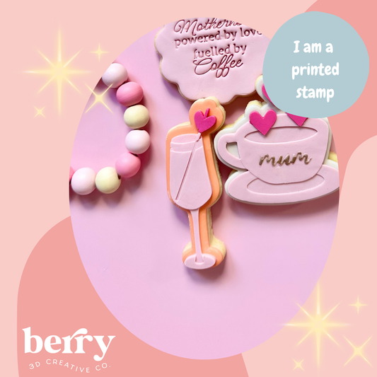 Cocktail/ Flute glass with heart stirrer Stamp and matching cutter