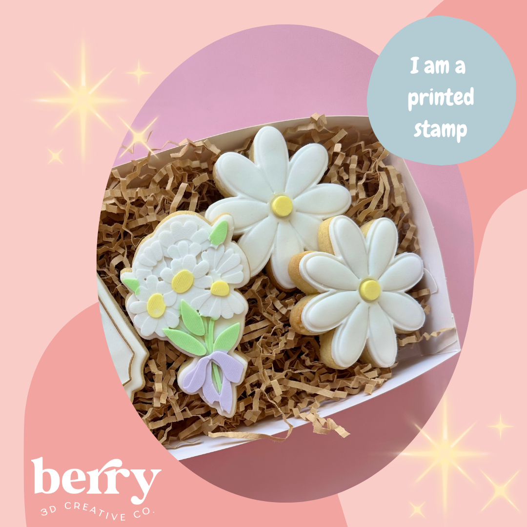 Simple embossed Daisy Stamp and matching cutter