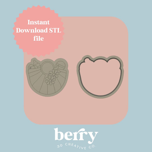 Baby Nappy/ Diaper  Bag with flowers Cutter and Stamp stl file