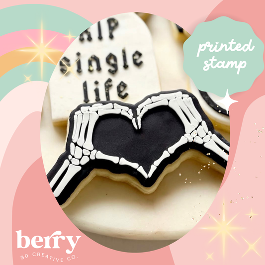 Skeleton heart hands debosser and matching cutter