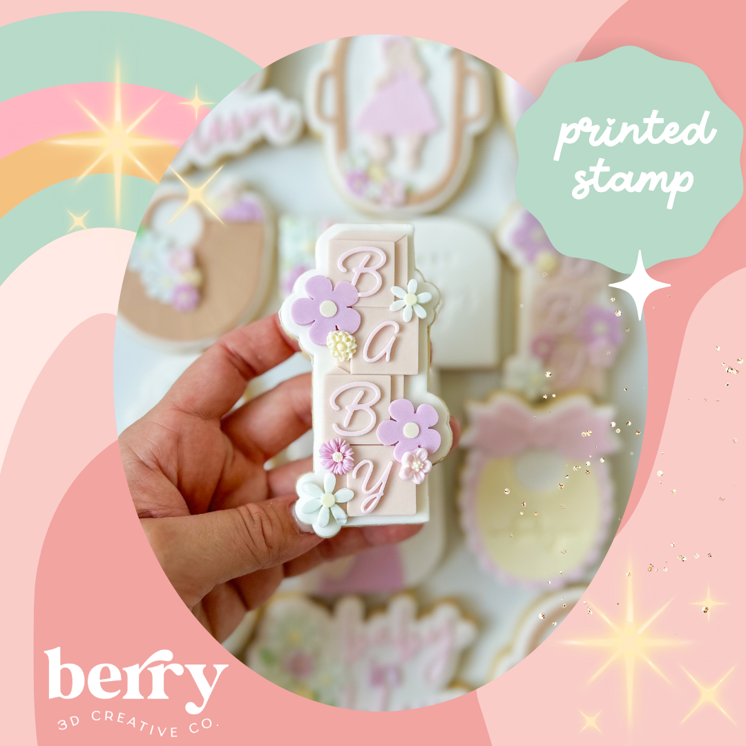 Baby Blocks with flowers- Baby in bloom Collection Stamp and matching cutter