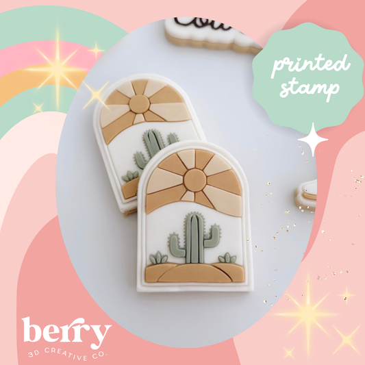 Cactus Sunset Embosser Stamp and matching cutter