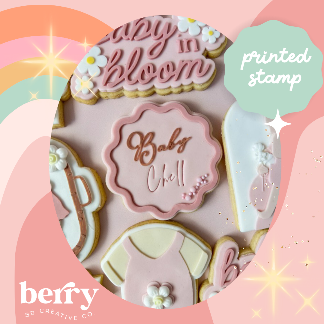 Baby in wavy circle Stamp and matching cutter