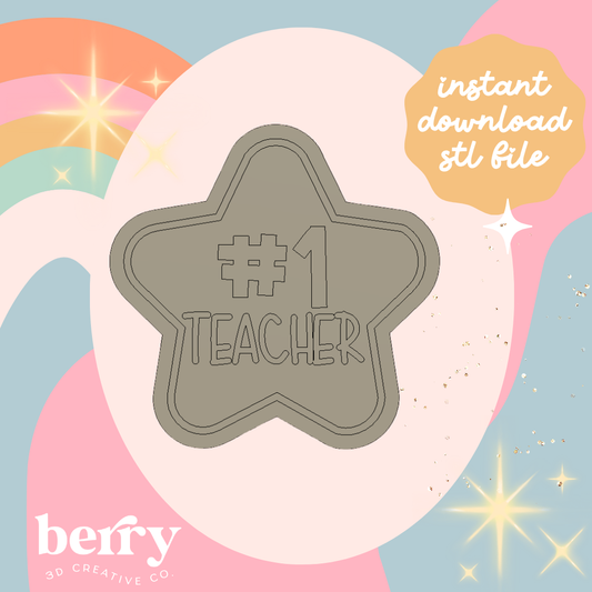 #1 Teacher in star Cutter & Stamp stl file