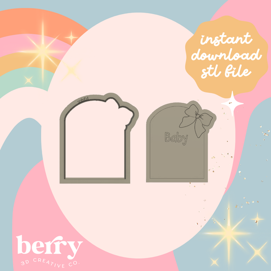 Arch with bow and Baby wording Cookie Cutter and Stamp stl file
