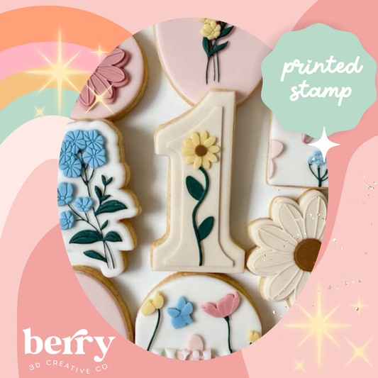 Number 1 with sunflower Stamp and matching cutter