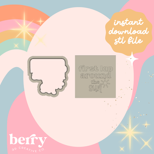 Customisable First Lap around the Sun written version Cutter & Stamp stl file
