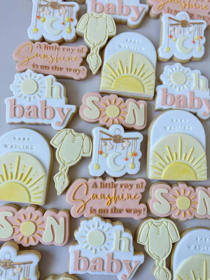 Oh Baby with sun as O debosser and matching cutter