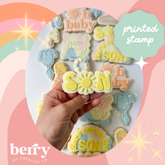 Son with O as a sun debosser and matching cutter