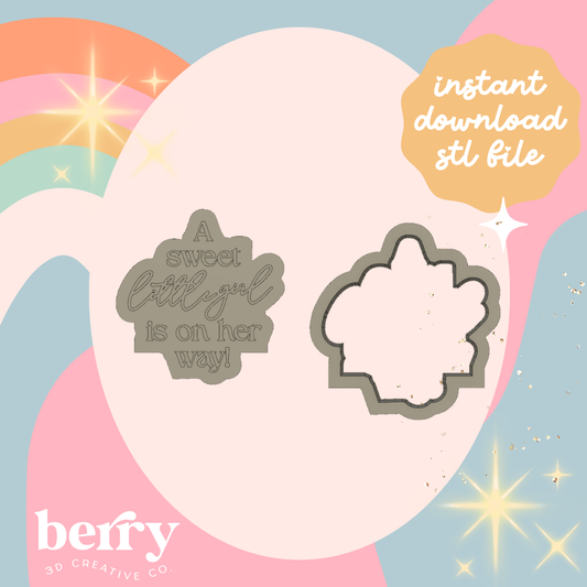 A sweet little girl is on the way! Cutter and Stamp stl file