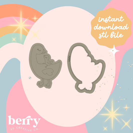 Duck/Goose with baby Cookie Cutter and Stamp stl file