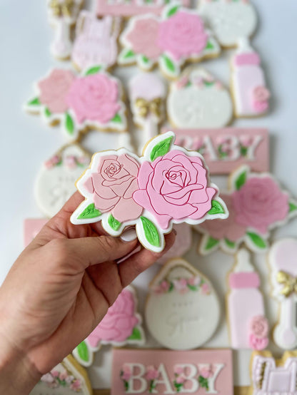Double Rose Cookie Cutter and Stamp stl file