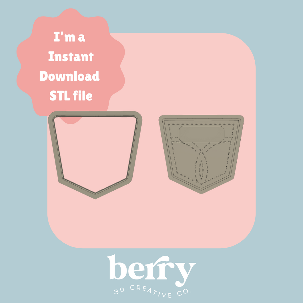Blank Jeans Pocket Cutter and Stamp stl file
