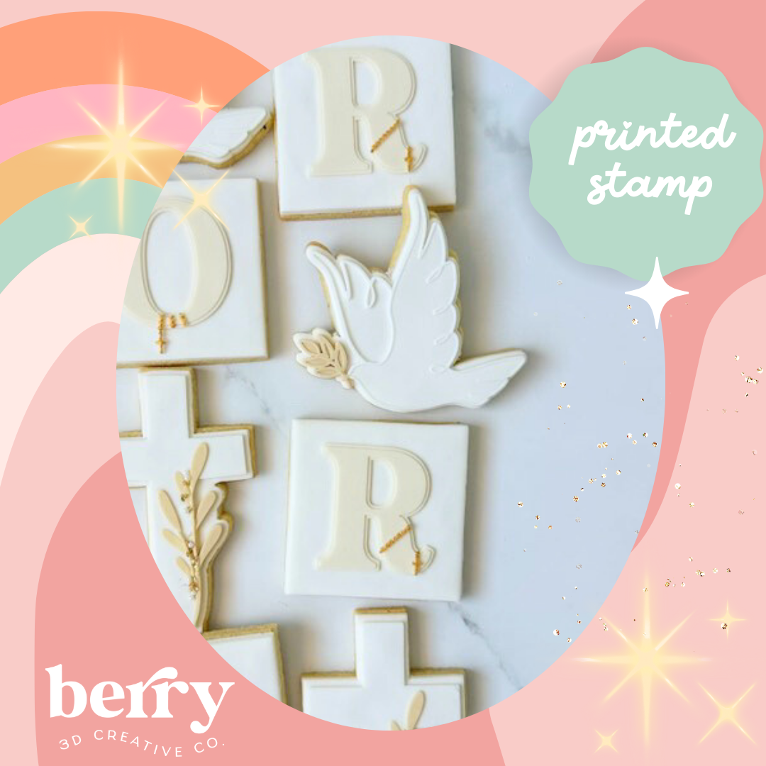 Dove with Olive Branch  Stamp and matching cutter