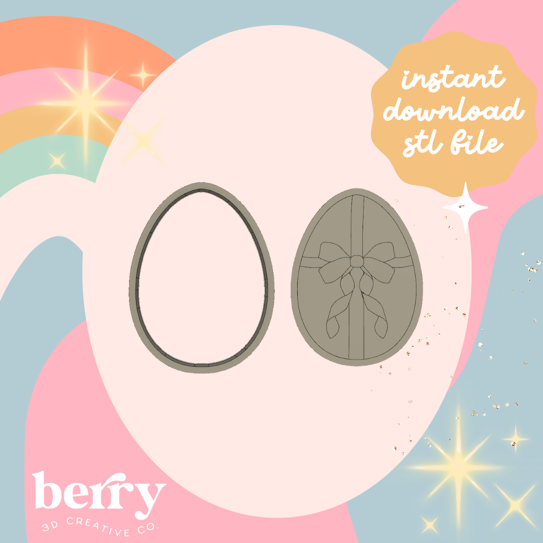 Easter egg with Bow Cookie Cutter and Stamp stl file