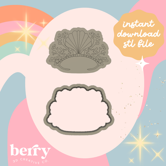 Mermaid Seashell Crown Cutter and Stamp stl file