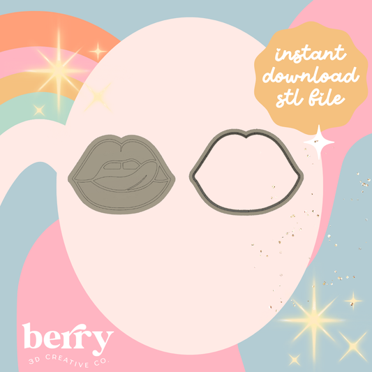 Lips and Tongue Cookie Cutter and Stamp stl file