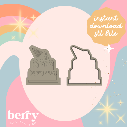 Ice cream cake Cutter and Stamp stl file