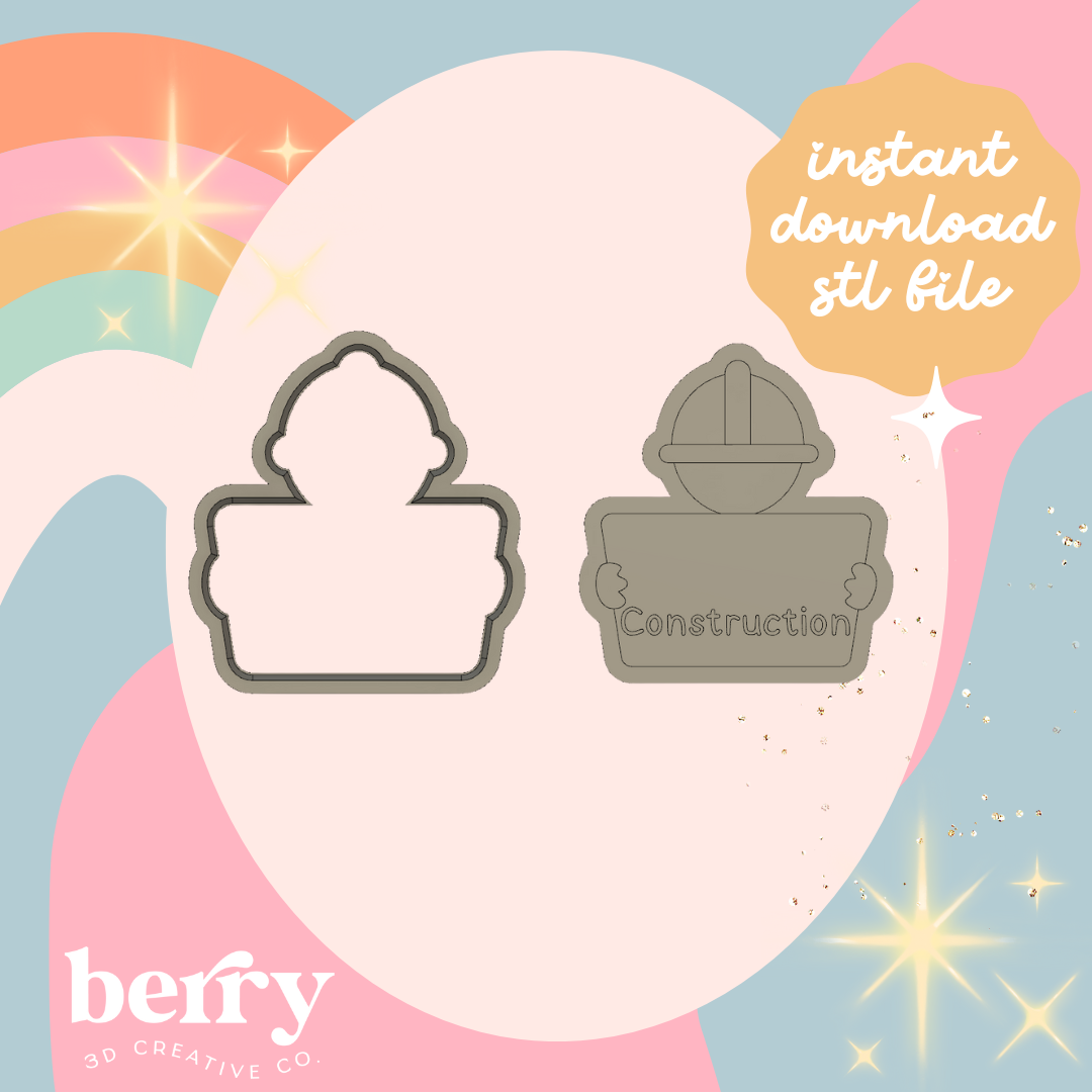 Customisable Construction Sign Cookie Cutter and Stamp stl file