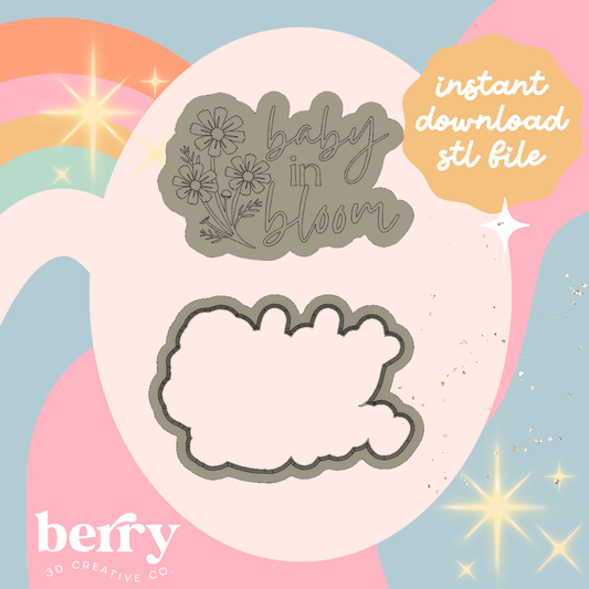Baby in Bloom with wildflowers Cutter and Stamp stl file