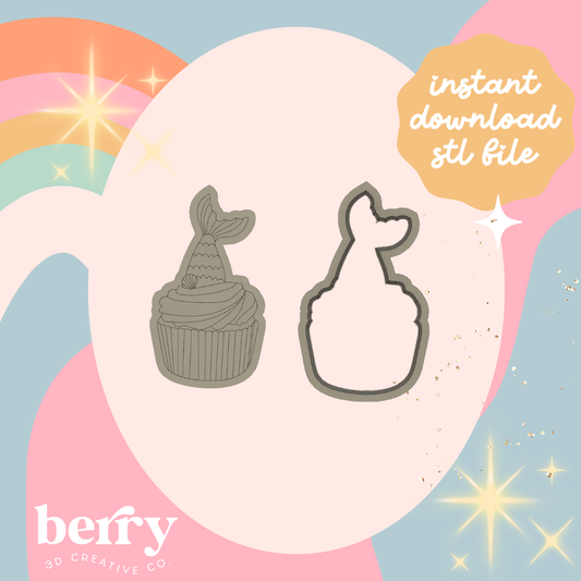 Mermaid Tail in Cupcake Cutter and Stamp stl file