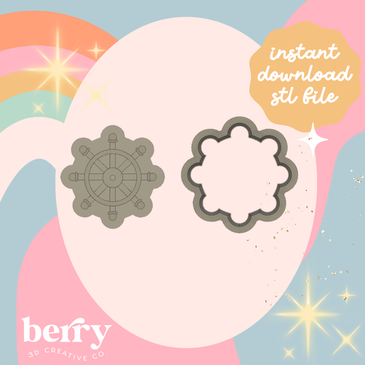 Ship Steering Wheel- Ahoy It's a Boy Collection  cutter and Stamp stl file