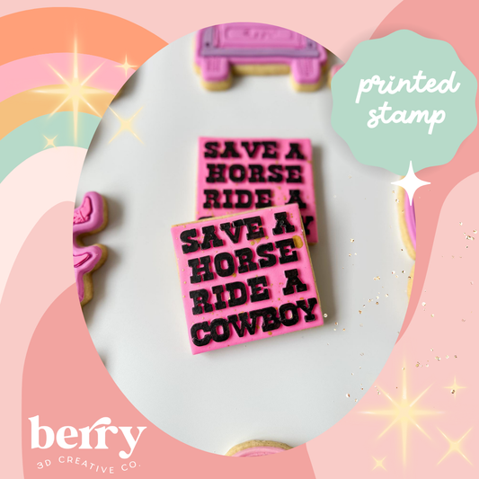 Save a horse ride a cowboy debosser with matching cookie cutter