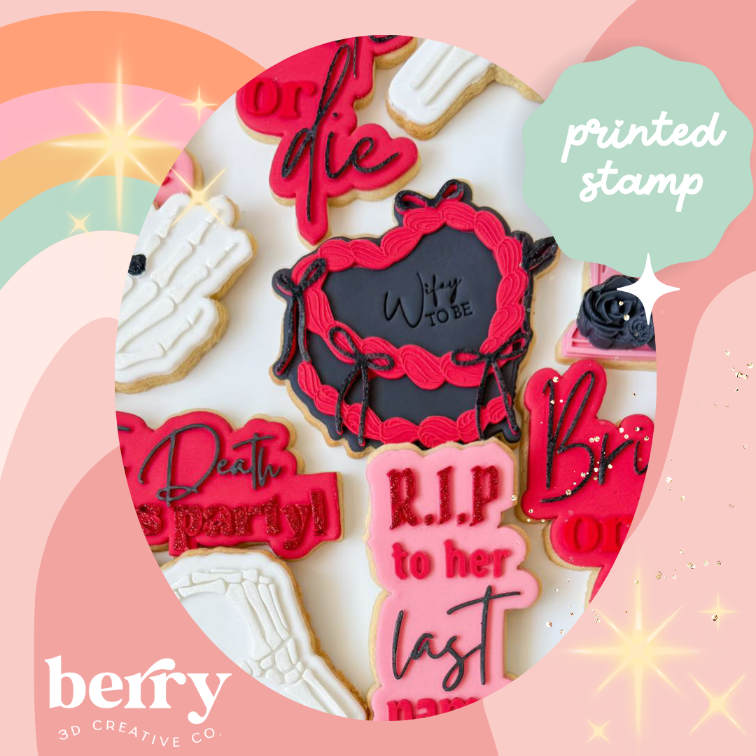 Vintage Cake with bows Stamp and matching cutter