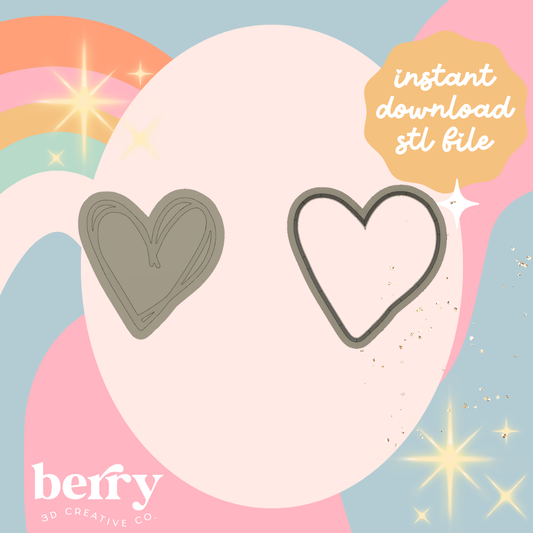 Double lined heart Cookie Cutter and Stamp stl file