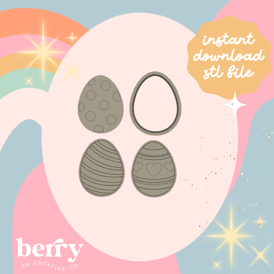 Trio of Eggs Cookie Cutter and Stamp stl file