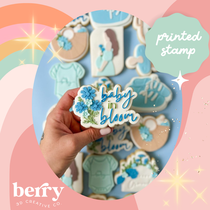 Baby In Bloom with wild flowers Stamp and matching cutter