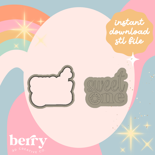 Sweet One Cookie Cutter and Stamp stl file