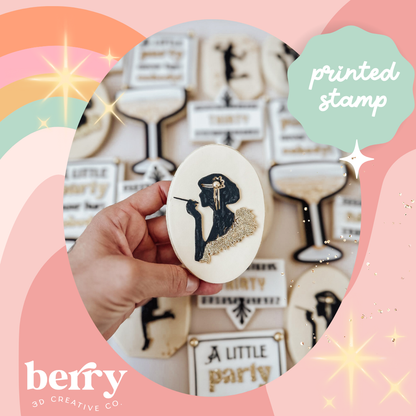 Flapper smoking cigarette silhouette/ Gatsby debosser and matching oval cutter