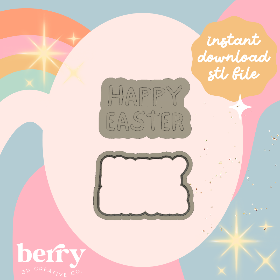 Happy Easter Cookie Cutter and Stamp stl file