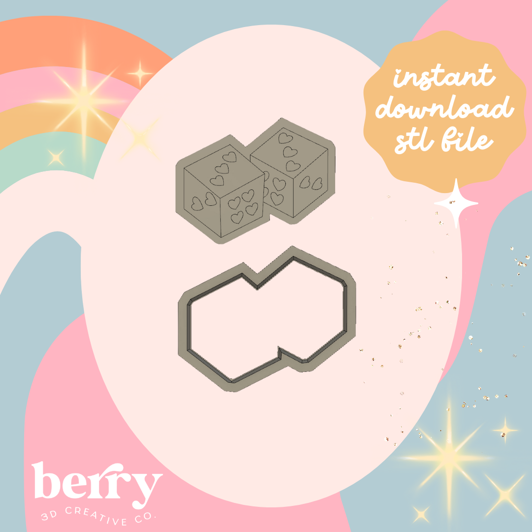 Lucky Heart Dice Stamp and cutter STL file