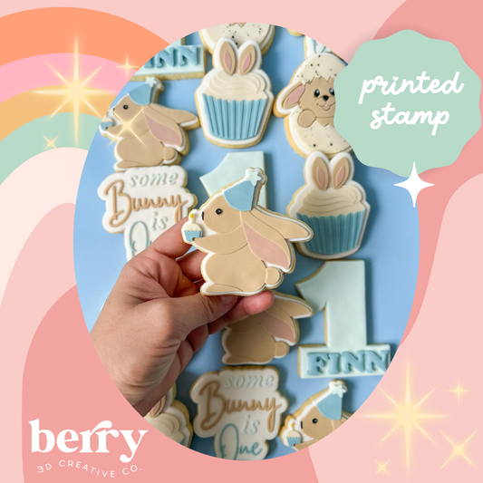 Birthday Bunny with Cupcake  Debosser and matching cutter